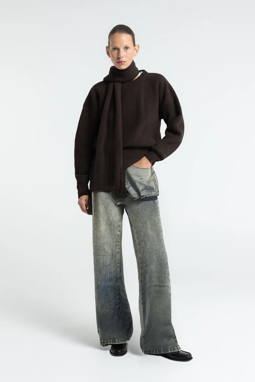 Washed Wide-Leg Jeans