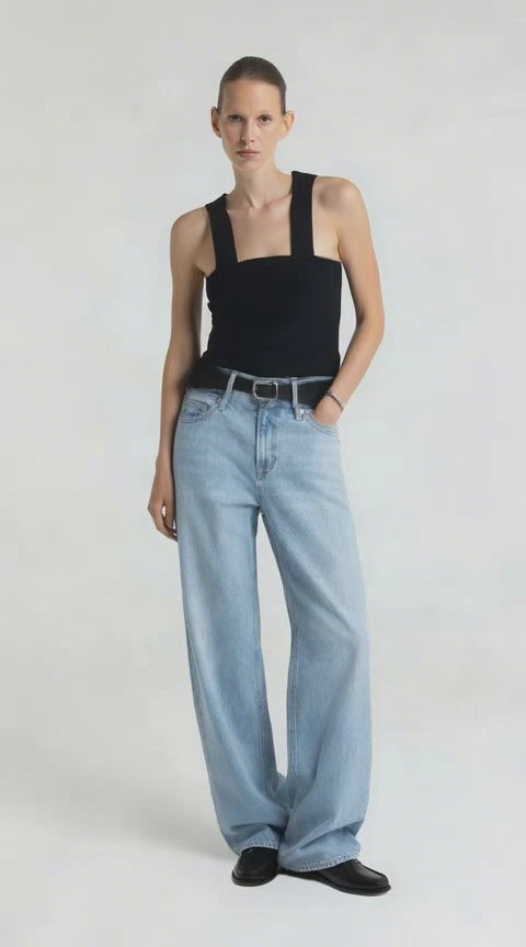 Black Wide-Strap Top